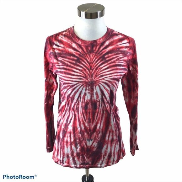 Ladies Gildan Long Sleeved Tie Dyed T-Shirt Small - Picture 1 of 10